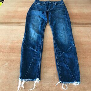 7 For All Mankind High Waist Ankle Skinny Jeans Women 25 Blue Mid Rise Raw Hem